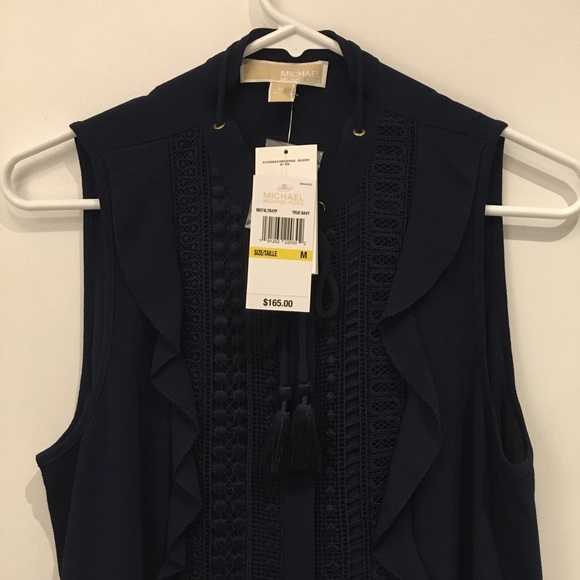 Michael Kors Navy Tassle Top - Picture 2 of 4